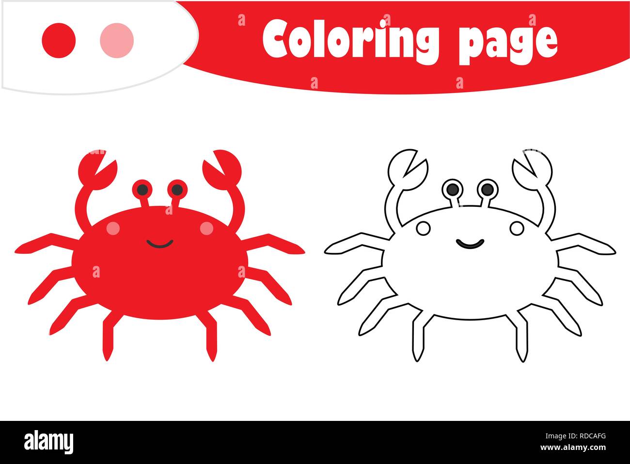 Crab in cartoon style coloring page education paper game for the development of children kids preschool activity printable worksheet vector stock vector image art