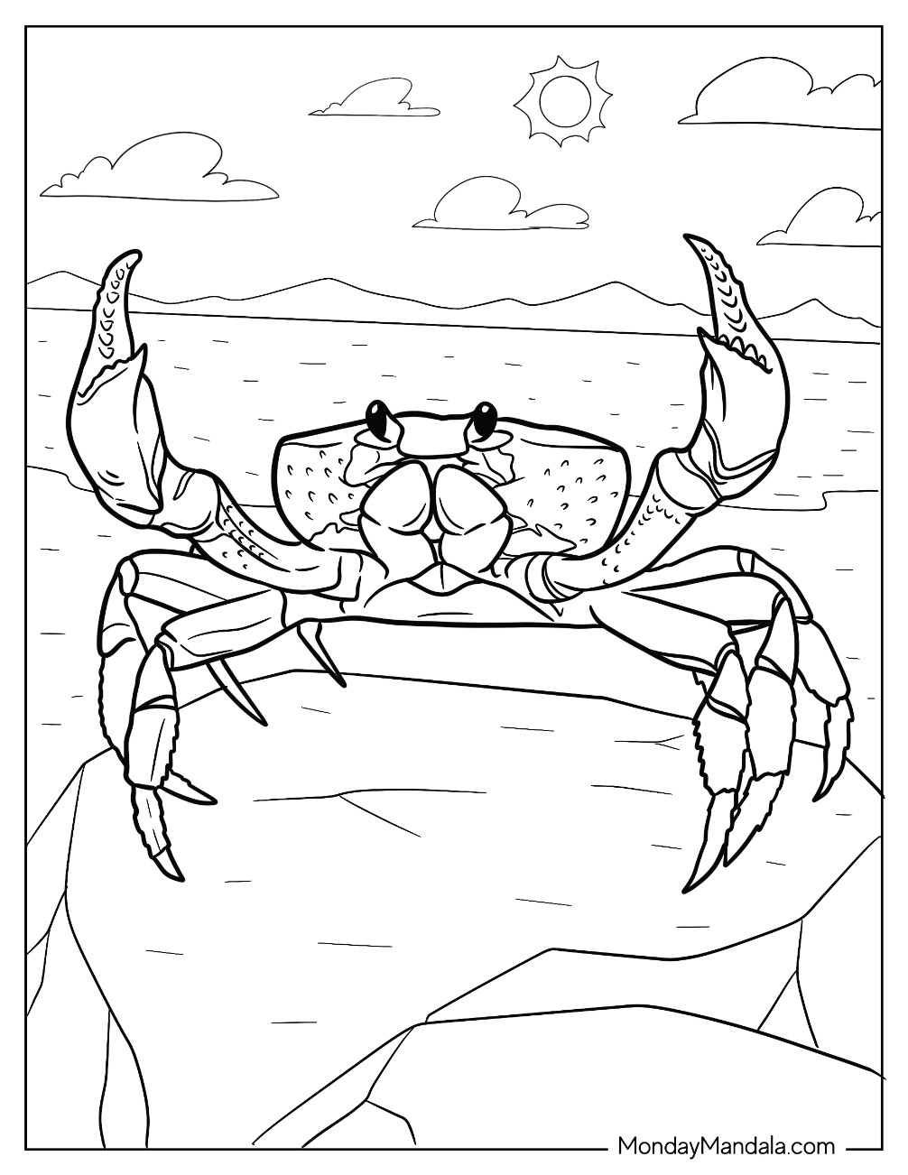 Crab coloring pages free pdf printables