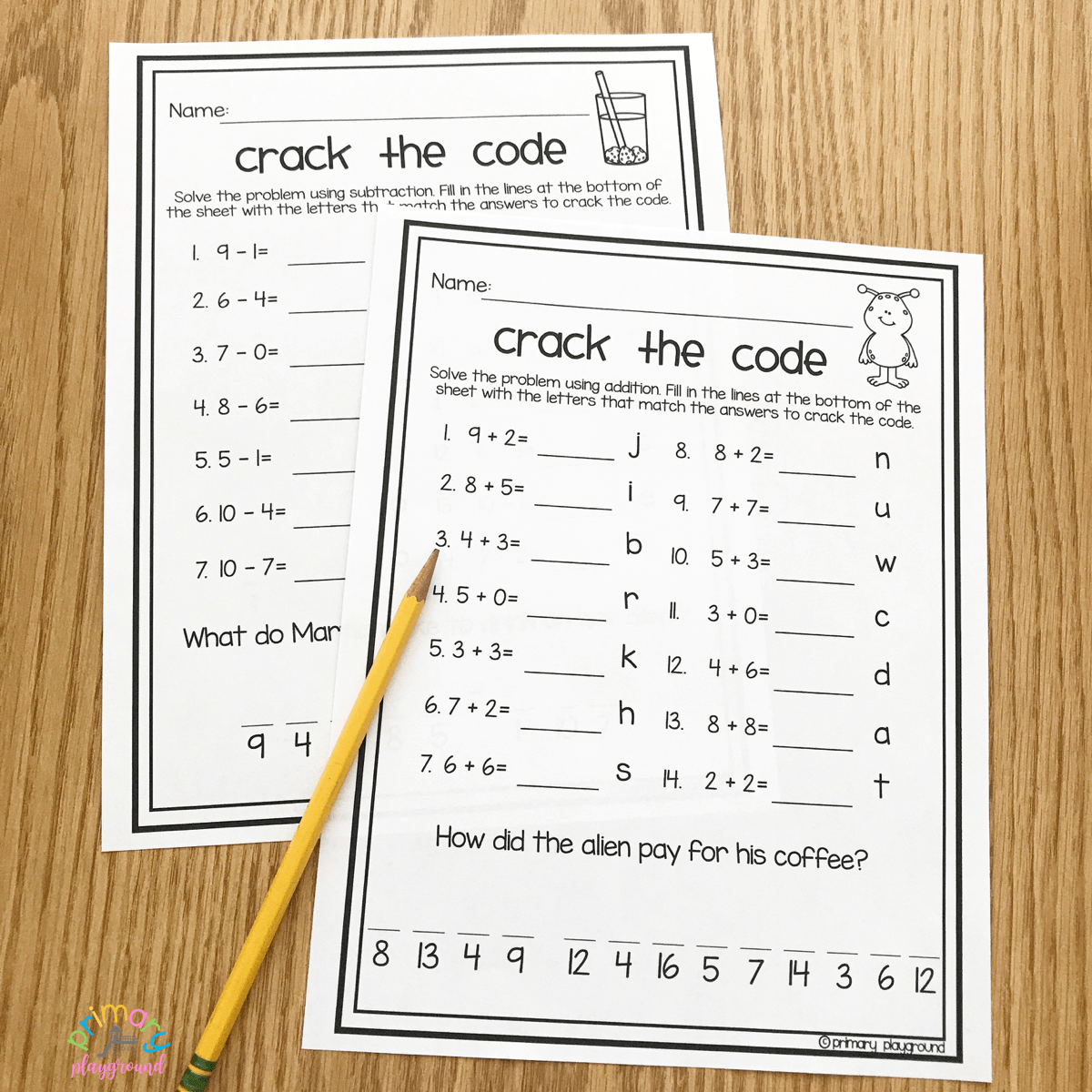 Free printable crack the code math