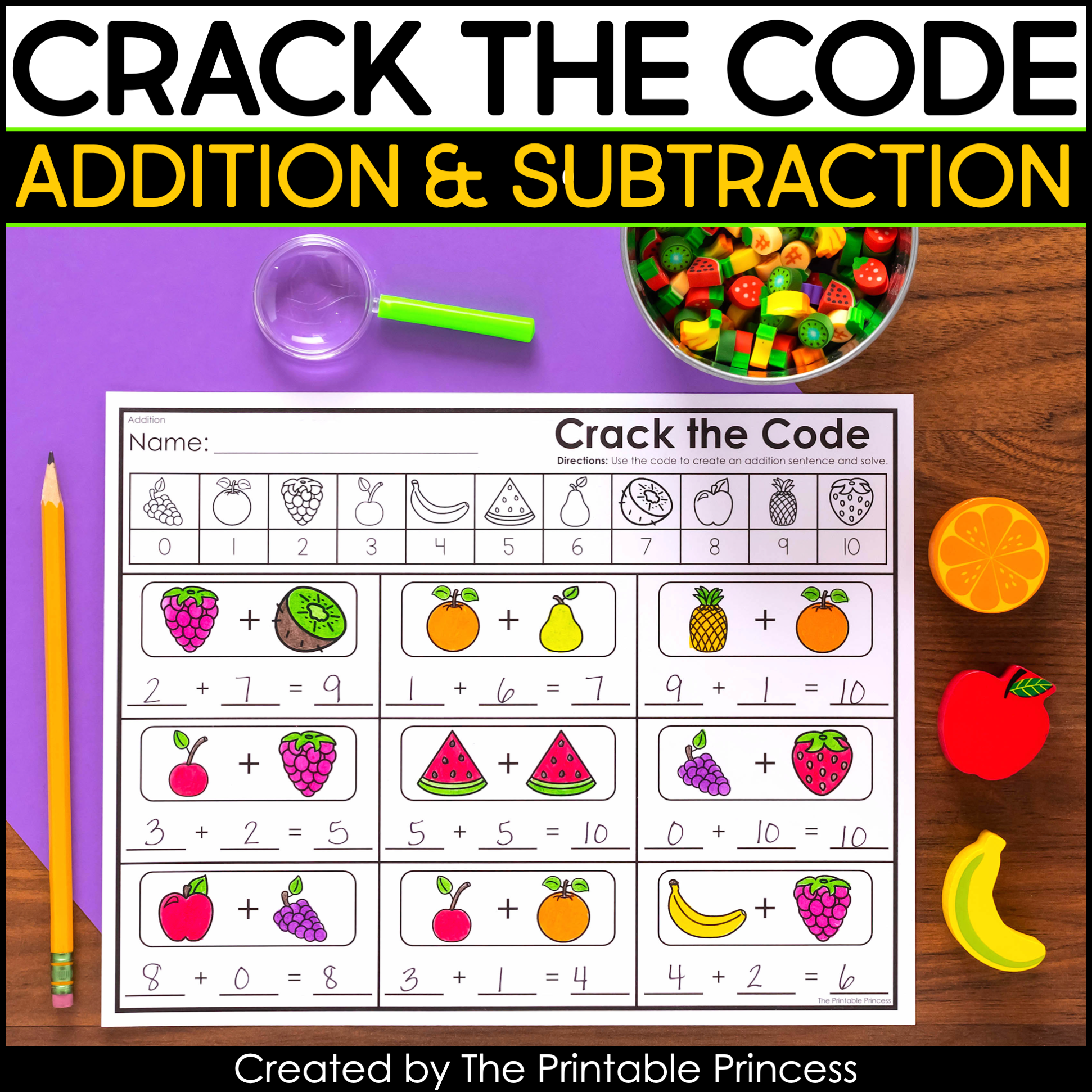 Crack the code addition and subtraction worksheets