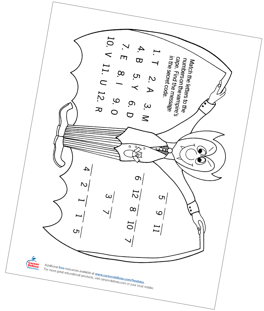 Dracula secret code letter matching free printable carson dellosa