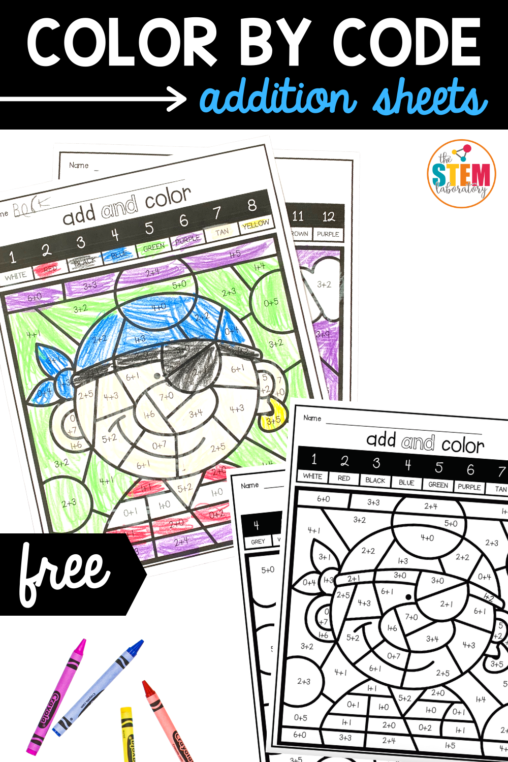 Color by code addition sheets