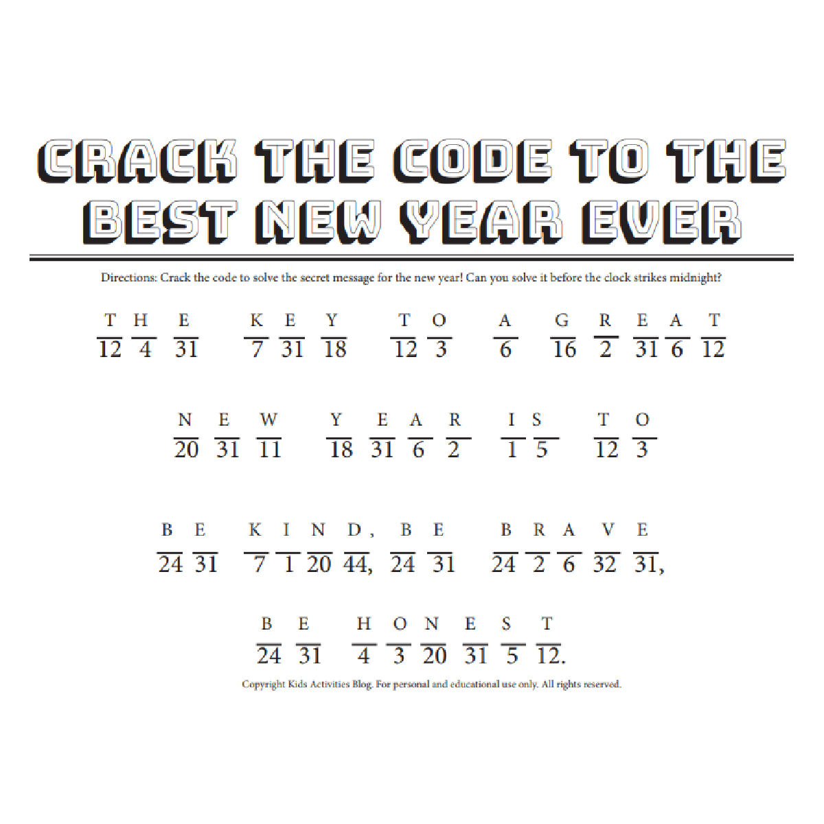 Decode our printable new years secret code puzzle kids activities blog