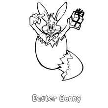 Bunny in cracked egg coloring pages