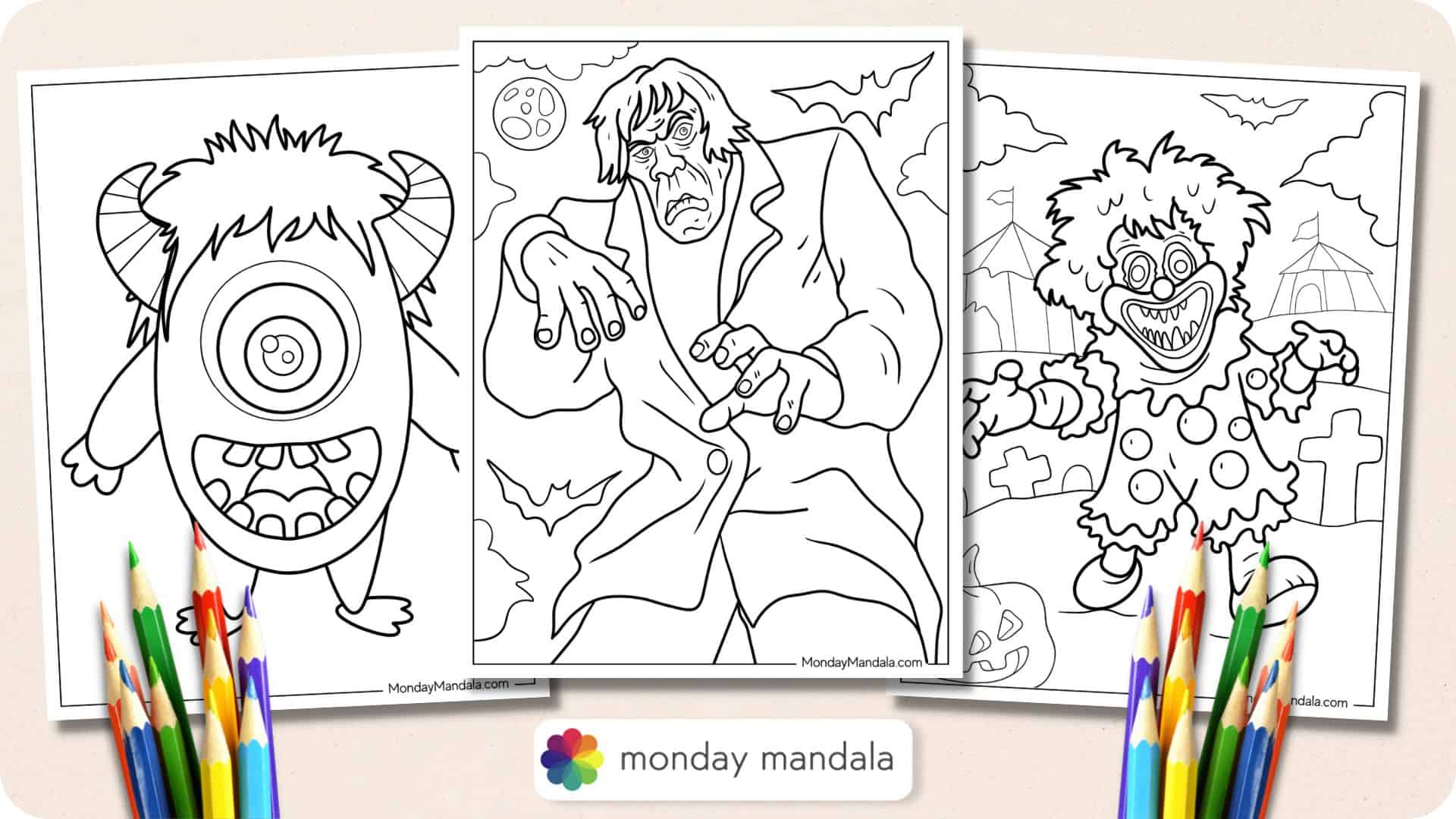 Monster coloring pages free pdf printables