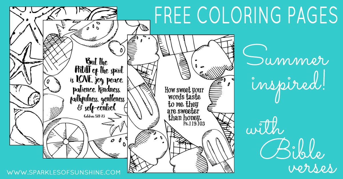 Summer inspired free coloring pages with bible verses