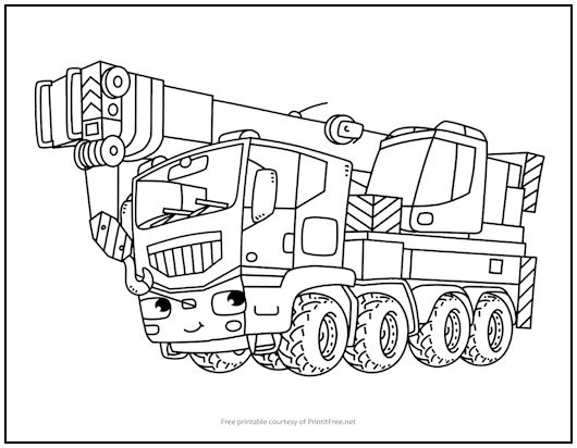 Crane truck coloring page print it free