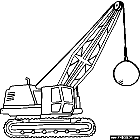 Wrecking ball crane online coloring page