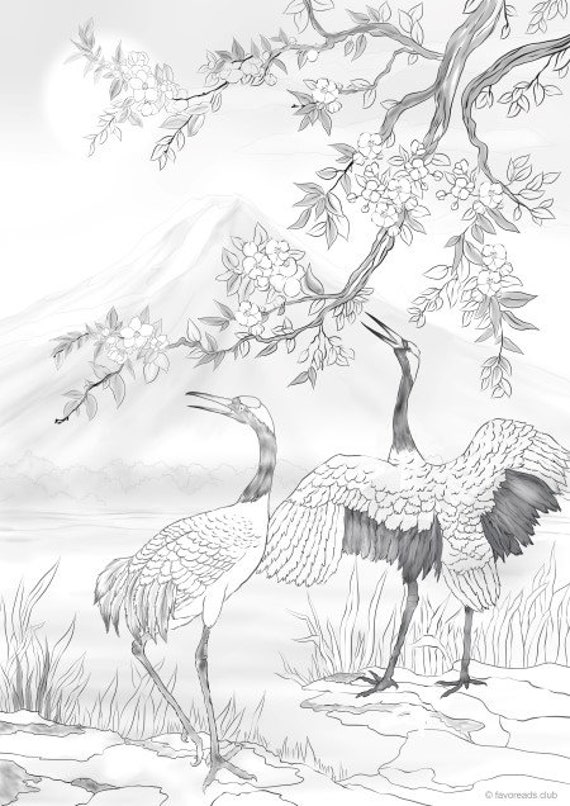 Cranes printable adult coloring page from favoreads coloring book pages for adults and kids coloring sheets colouring designs