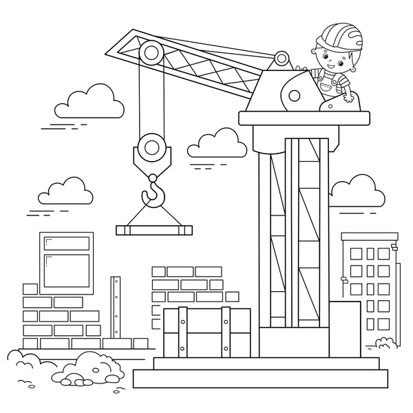 Hundred coloring page construction crane royalty