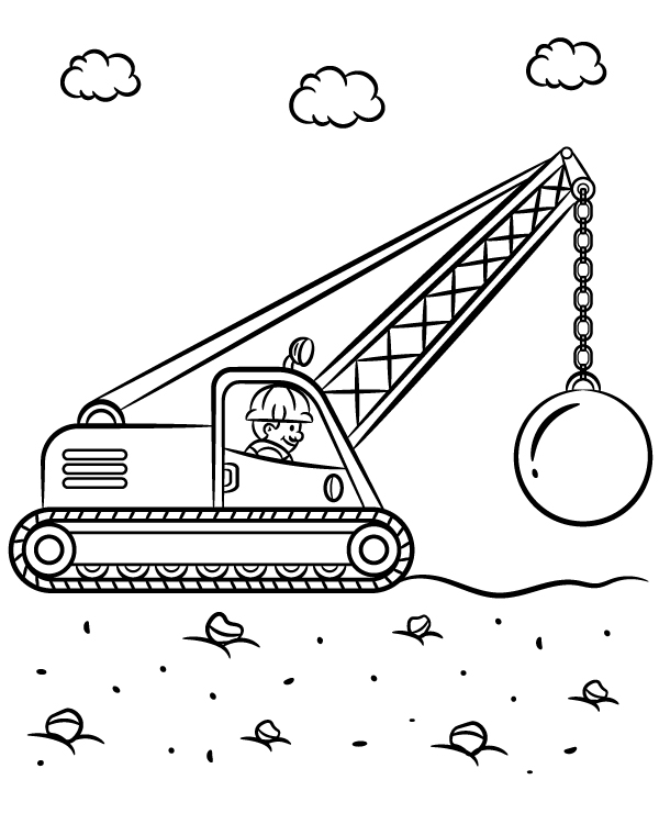 Printable coloring page wrecking ball