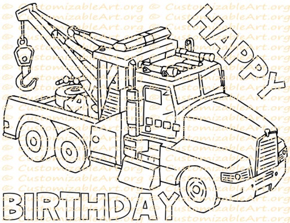 Tow truck party favor printable truck birthday party printables coloring page sheet birthday party supplies tow truck crane toy digital pdf