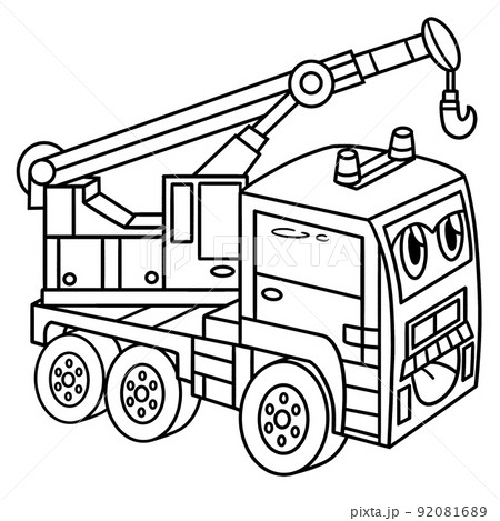 Crane with face vehicle coloring page for kids