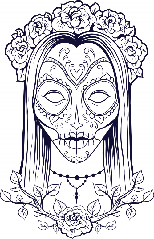 Sugar skull advanced coloring