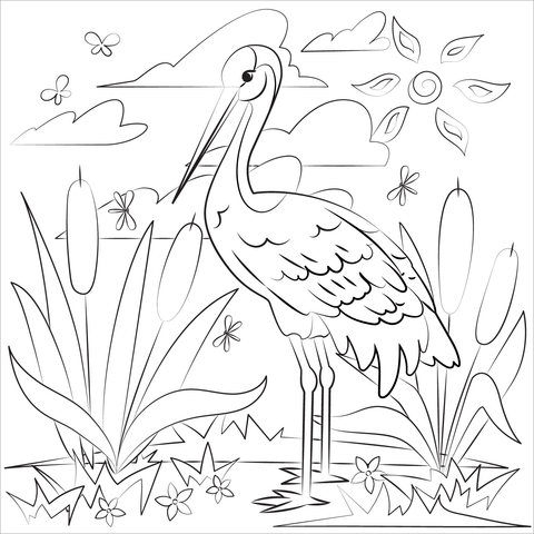 Crane coloring page free printable coloring pages