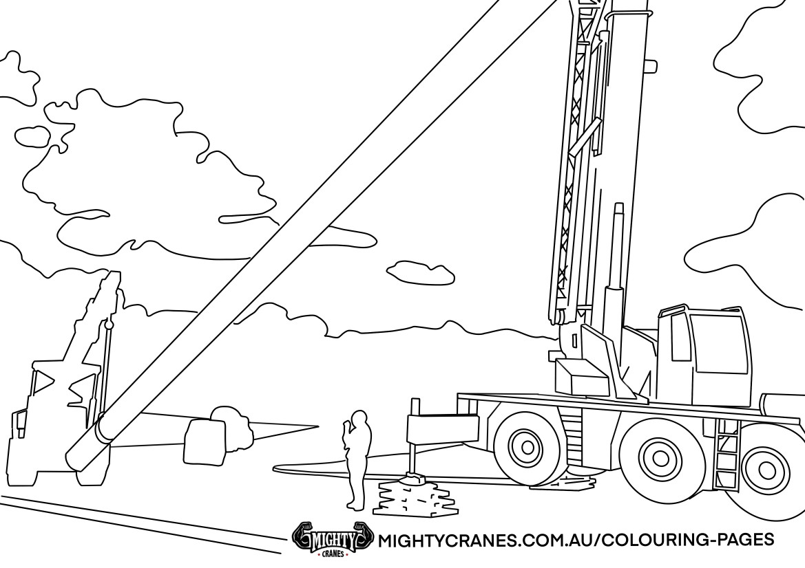 Free mobile crane colouring pages