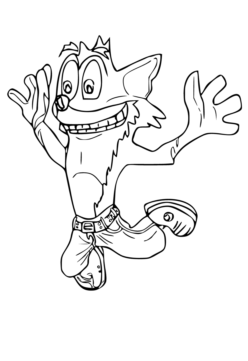 Free printable crash bandicoot joy coloring page for adults and kids