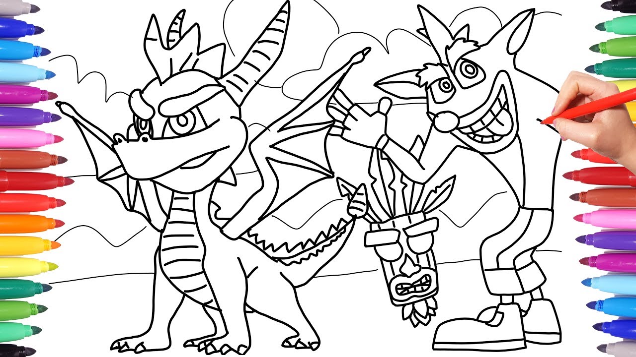 Spyro and crash bandicoot coloring pages for kids coloring spyro the dragon and crash bandicoot