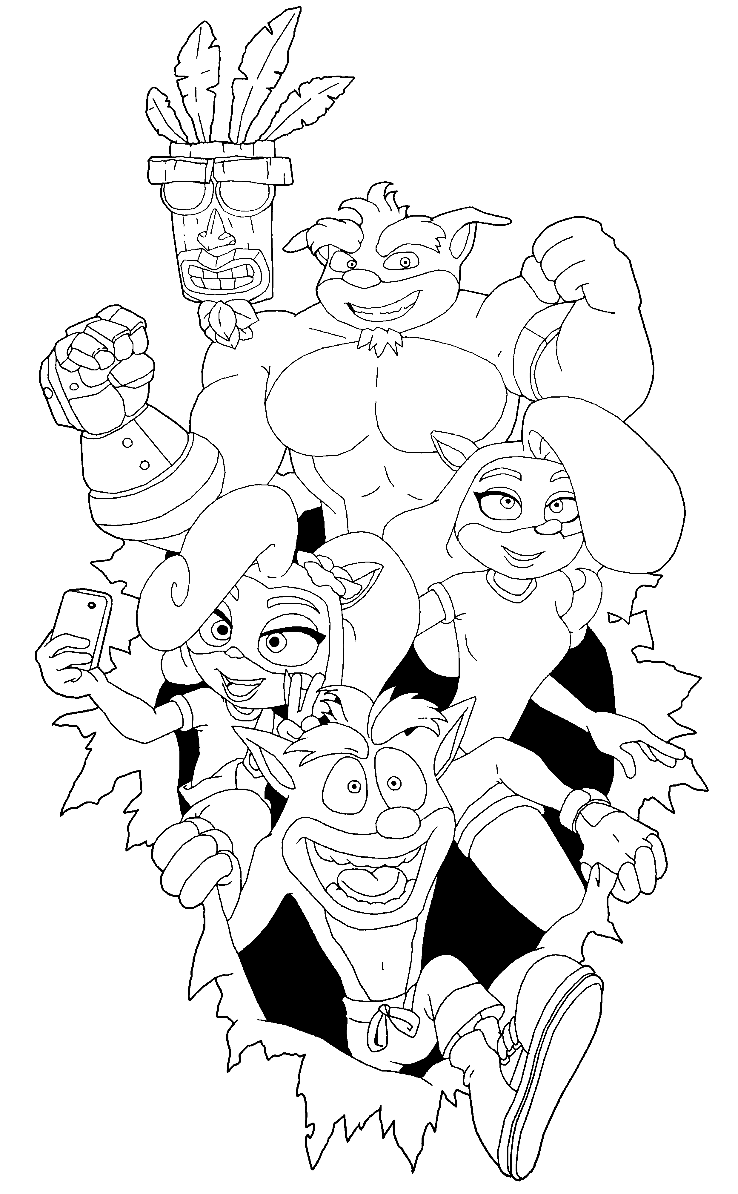 Crash bandicoot popout coloring page by zerbear on