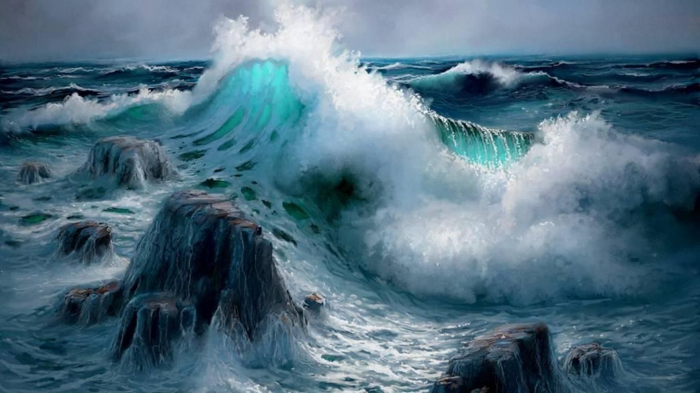 Big ocean waves crashing wallpapers