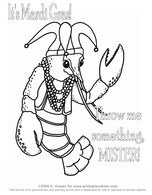 Mardi gras crawfish beads coloring page â printables for kids â free word search puzzles coloring pages and other activities