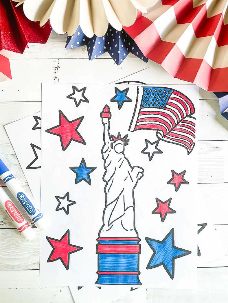 Th of july statue of liberty coloring page