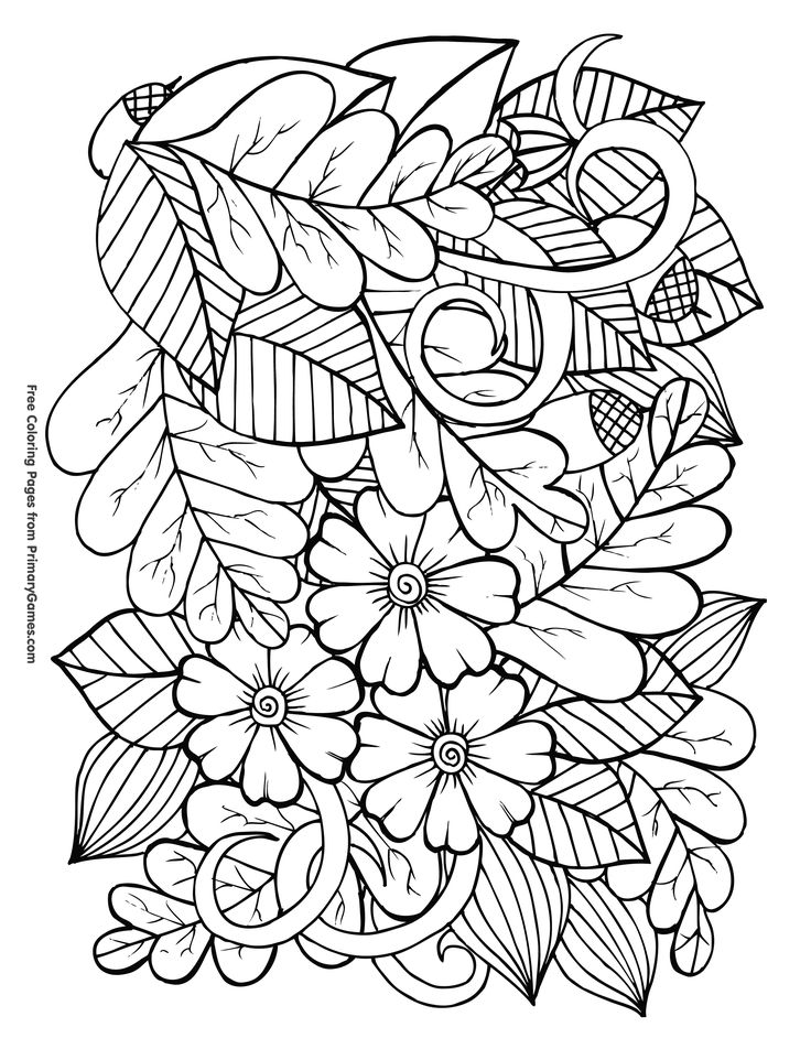 Leaves and acorns coloring page â free printable ebook fall coloring pages fall leaves coloring pages crayola coloring pages