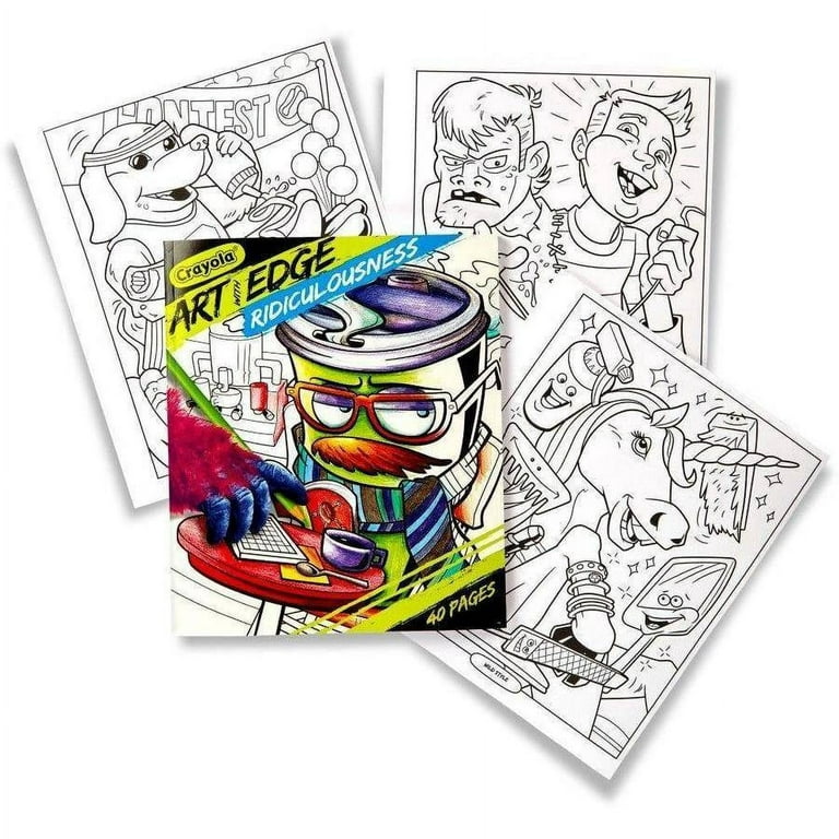 Crayola art with edge ridiculousness adult coloring book pages