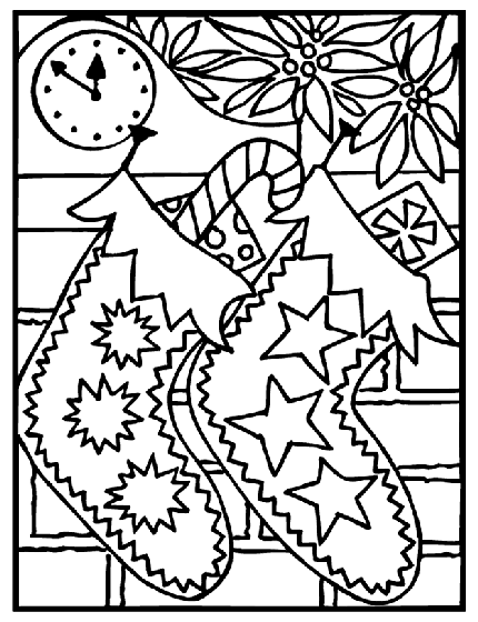 Christmas stockings coloring page for kids