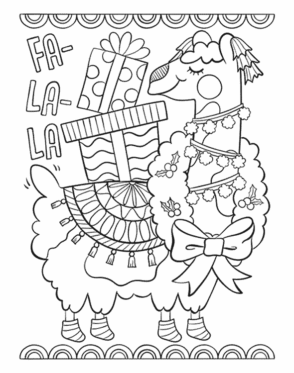 Fa la la llama coloring page