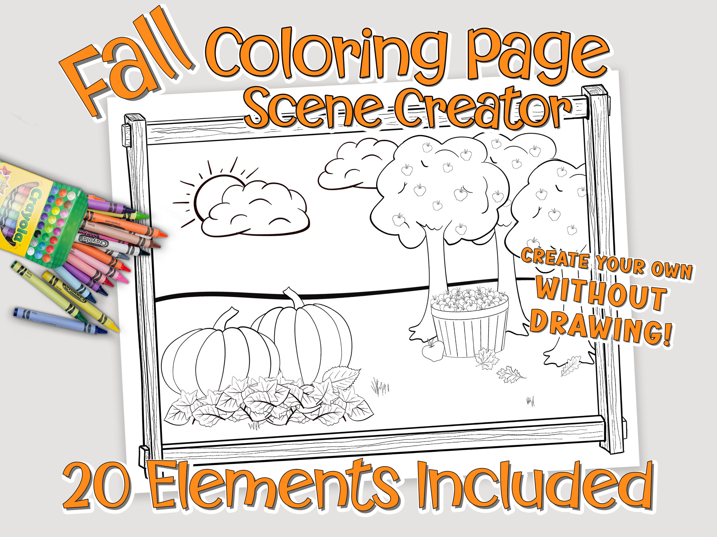 Fall coloring page scene creator create your own kdp interiors plr coloring pages and worksheets for kids