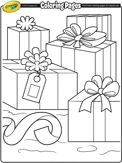 Christmas packages free printable coloring sheet for kids