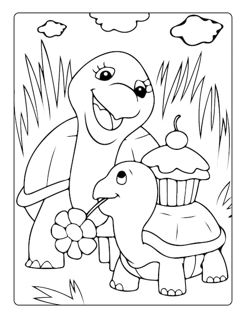 Premium vector mothers day coloring pages for children with cute animals holiday black and white activity worksheet