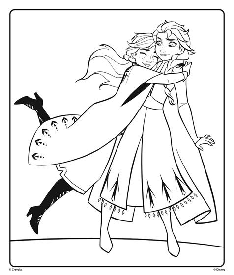 Anna and elsa from disney frozen hugging coloring page crayola princess coloring pages frozen coloring elsa coloring pages