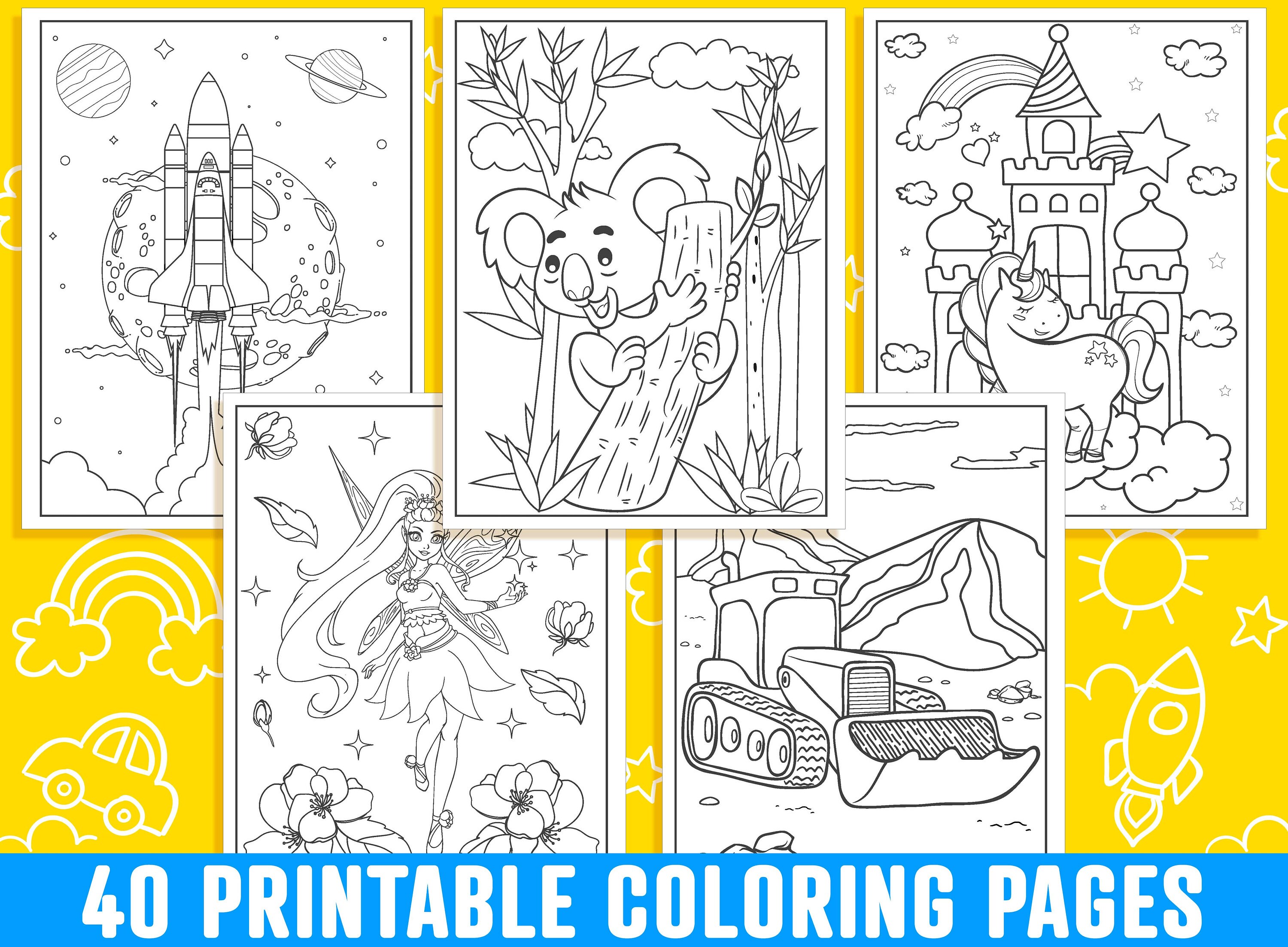 Kids coloring pages printable coloring pages for kids boys girls teens coloring book for kids party activity pdf instant download