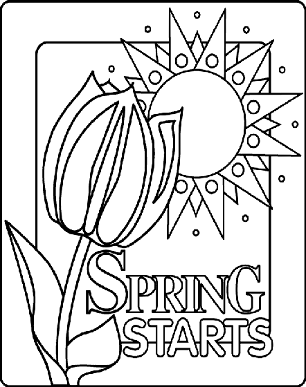 Spring starts coloring page