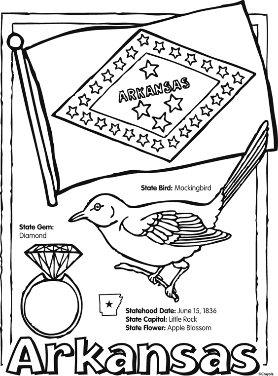 State of arkansas free coloring page