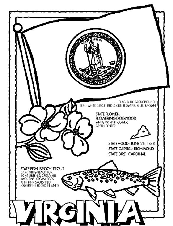 Virginia on crayola flag coloring pages state symbols state flags