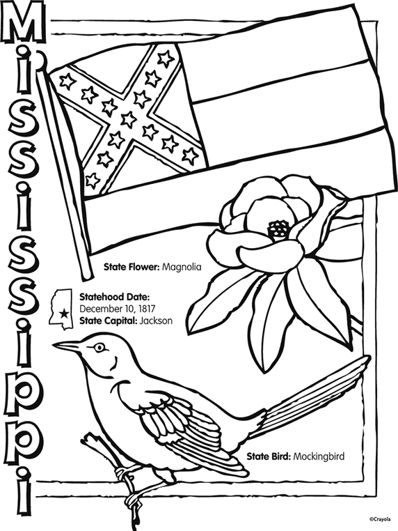 State of mississippi free coloring page