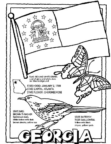 Georgia usstate on crayola state symbols flag coloring pages states and capitals