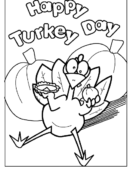 Happy turkey day free printable coloring page for kids