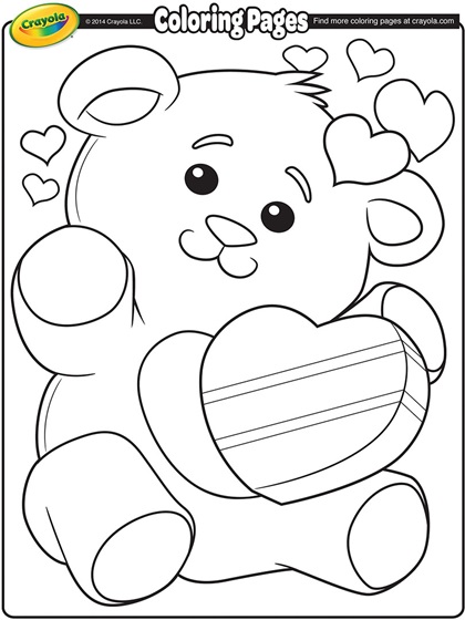 Valentines teddy bear coloring page