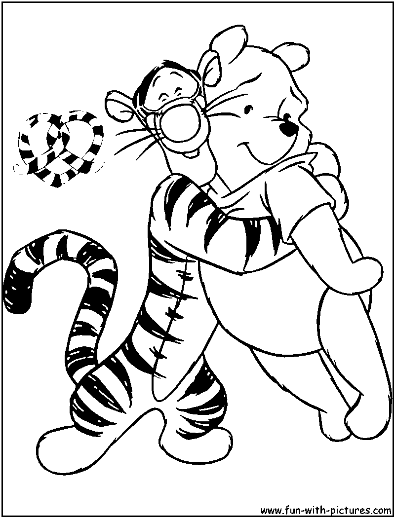 Valentine pooh tigger coloring page