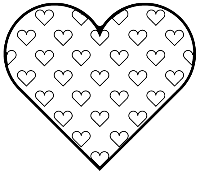 Valentines hearts in hearts coloring page