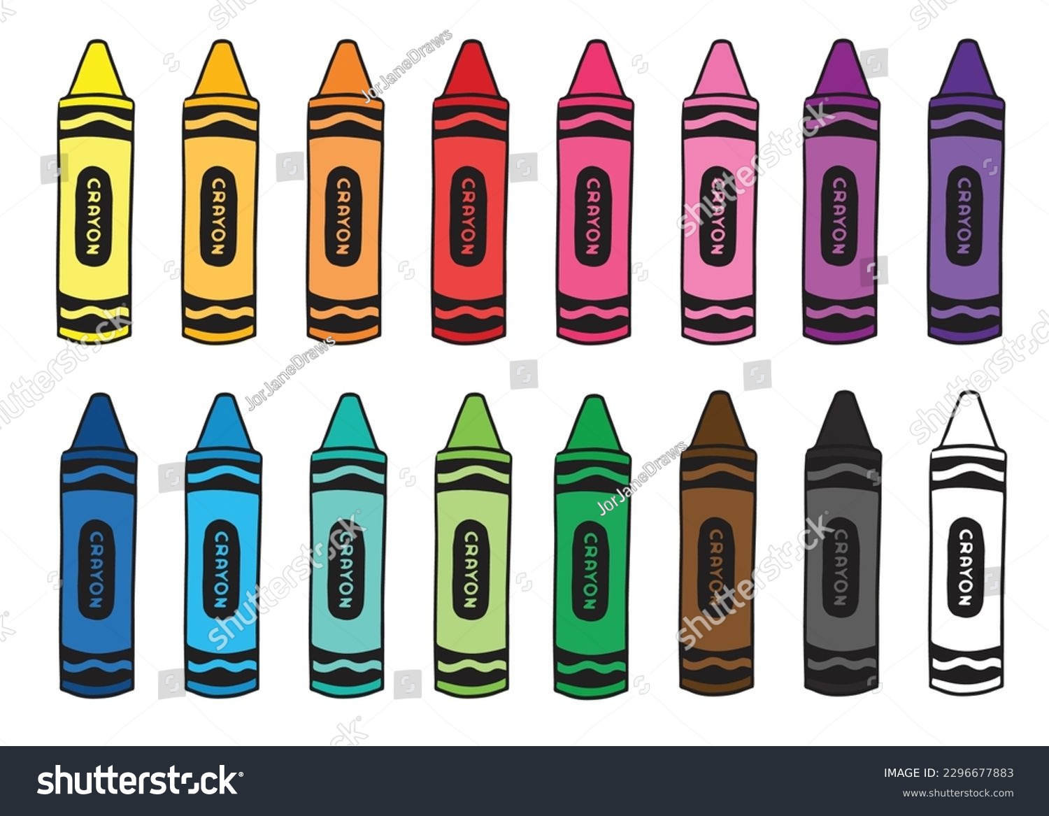 Set vector color crayons isolated school stock vector royalty free