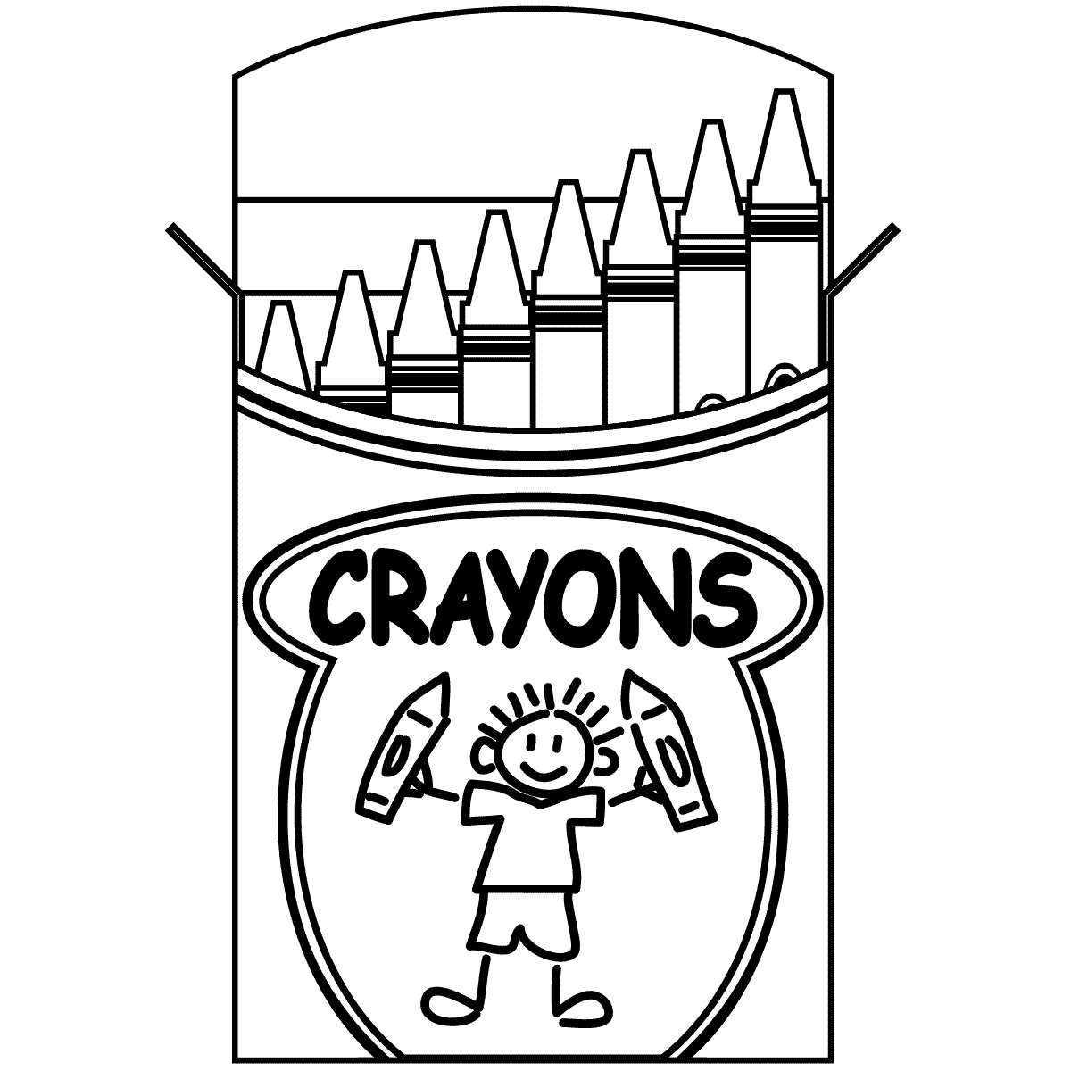 Box of crayons clipart black and white