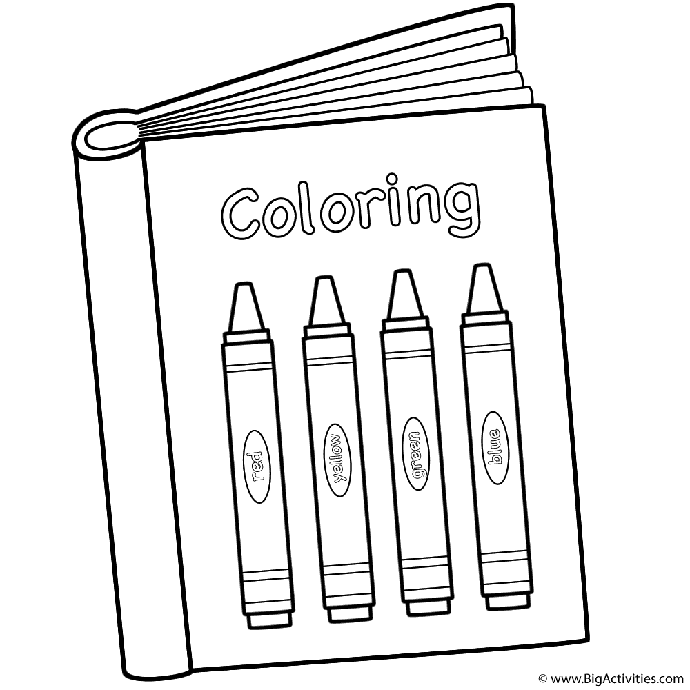 Coloring book with crayons