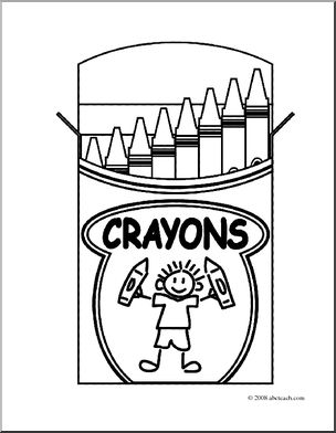 Clip art crayon box coloring page i