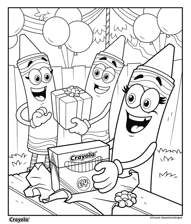 Count crayon birthday present coloring page