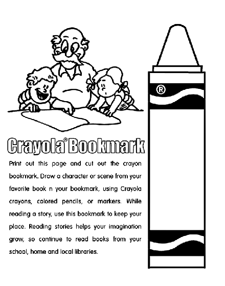 Crayon bookmark coloring page